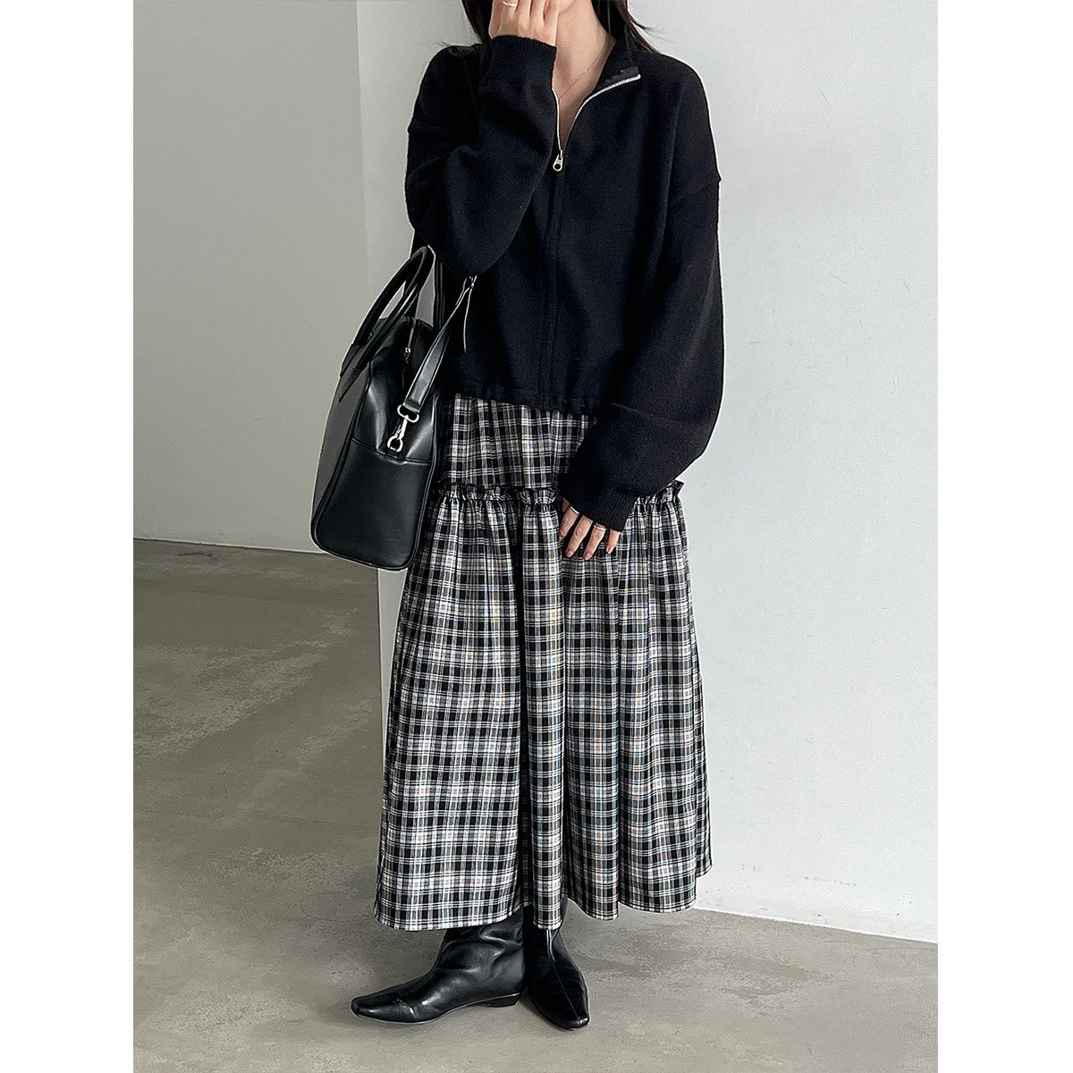 鹿西 立领拉链抽绳针织毛衣女26秋新韩系开衫百搭卫衣外套ss10详情图